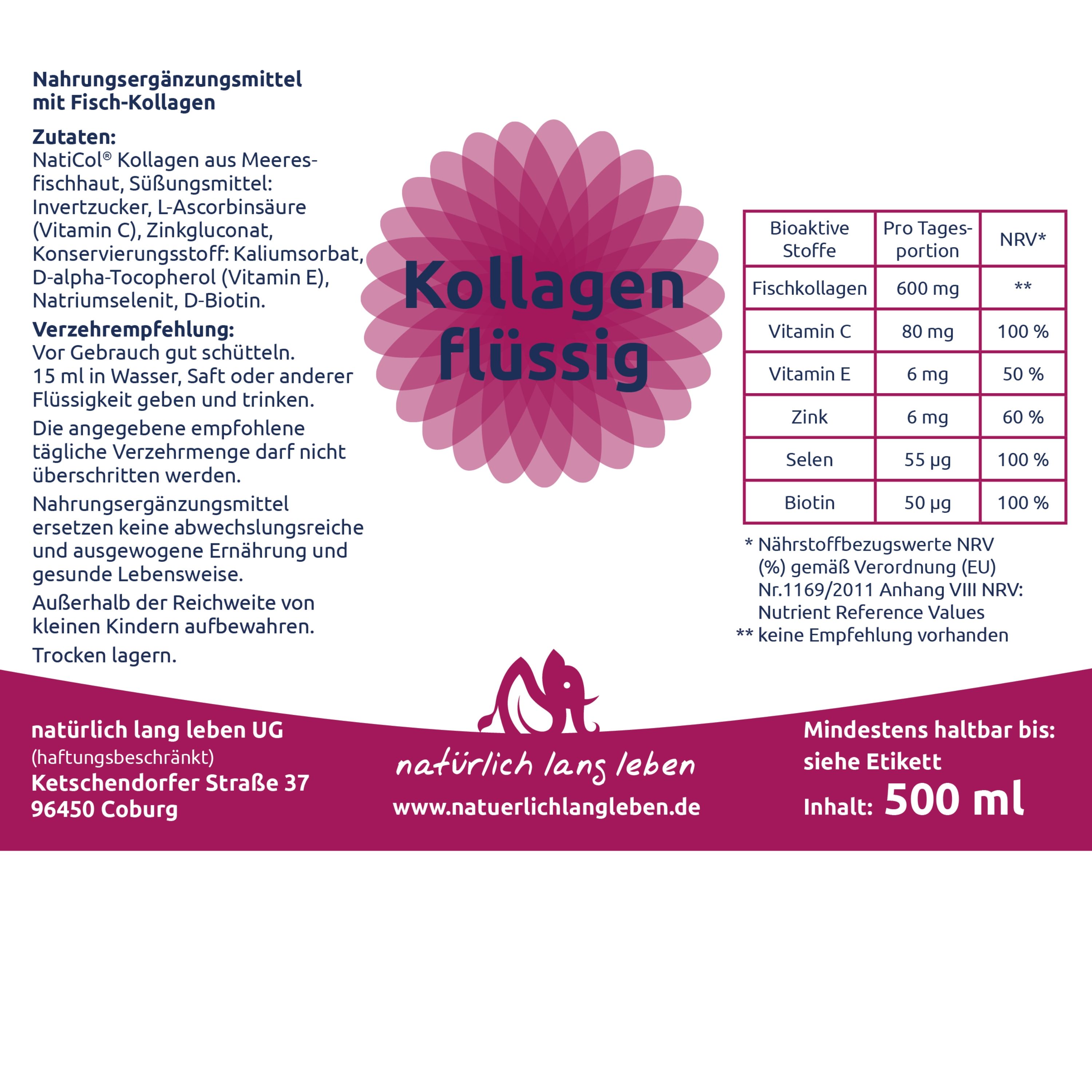 natürlich lang leben Kollagen flüssig
