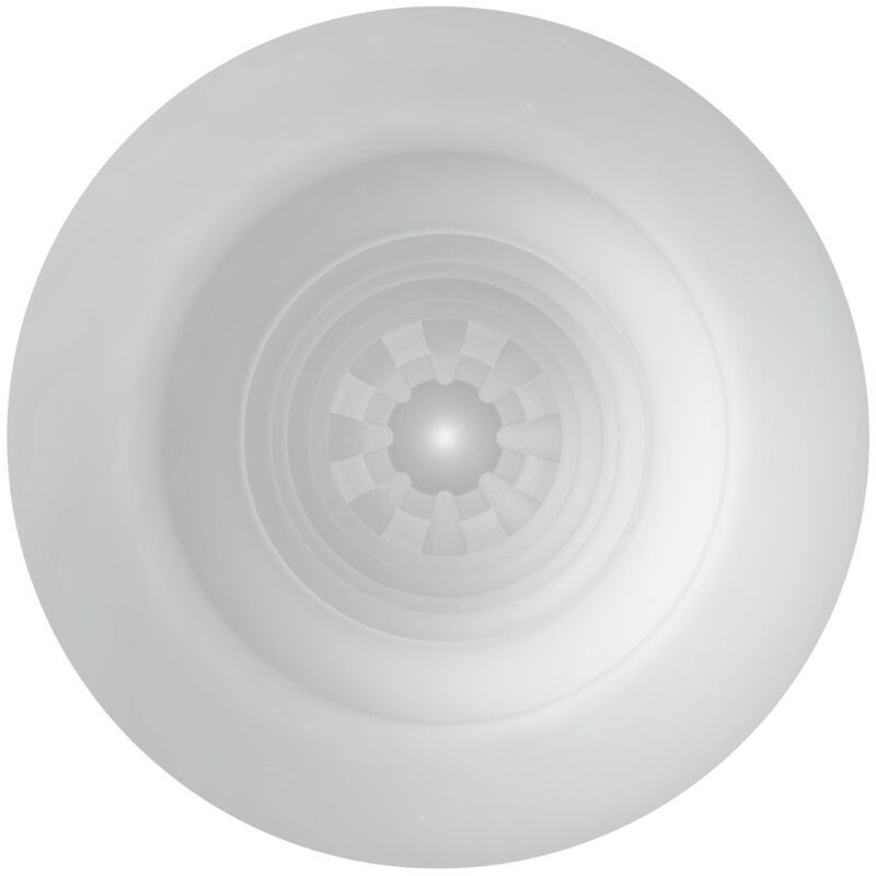 Graues, zylindrisches Produkt mit Innenstruktur. Draufsicht.