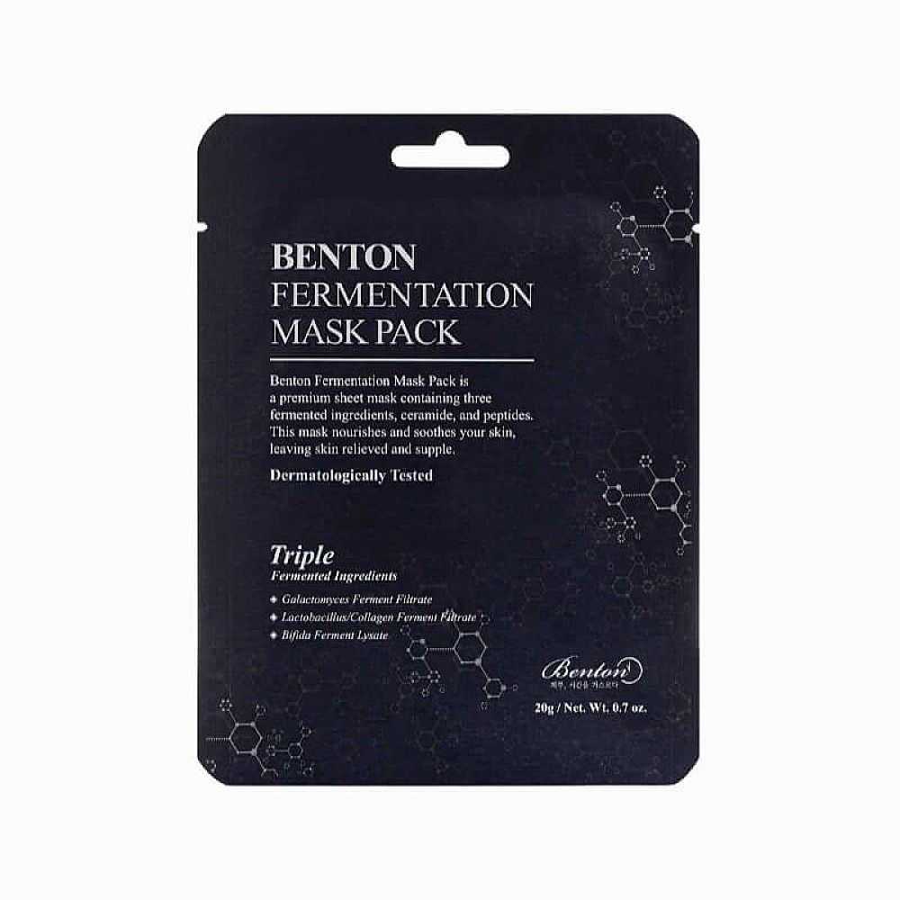 Benton Fermentation Mask Pack: Eine Gesichtsmaske mit fermentierten Inhaltsstoffen, Ceramiden und Peptiden. Dermatologisch getestet.