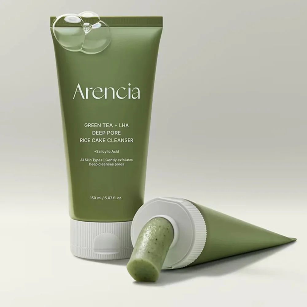 ARENCIA Green Tea + LHA Deep Pore Rice Cake Cleanser
