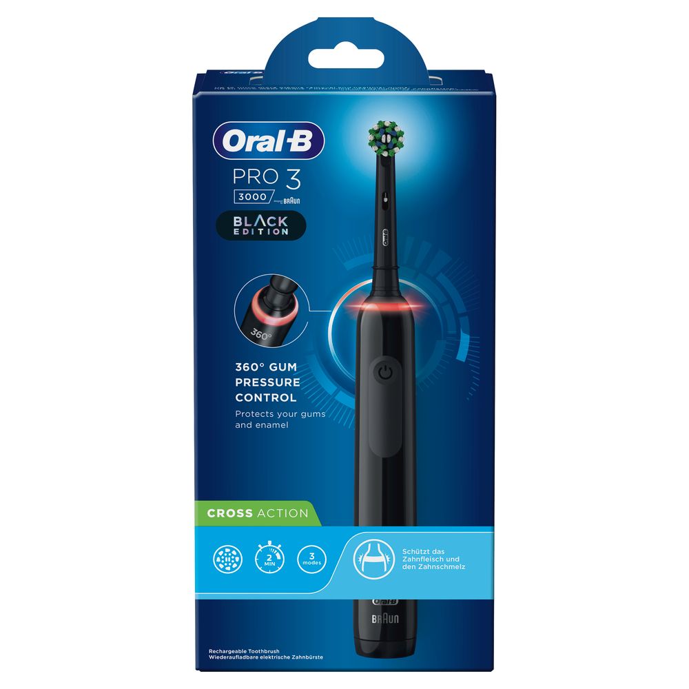 Oral-B - Elektrische Zahnbürste "Pro 3 - Cross Action" in Schwarz