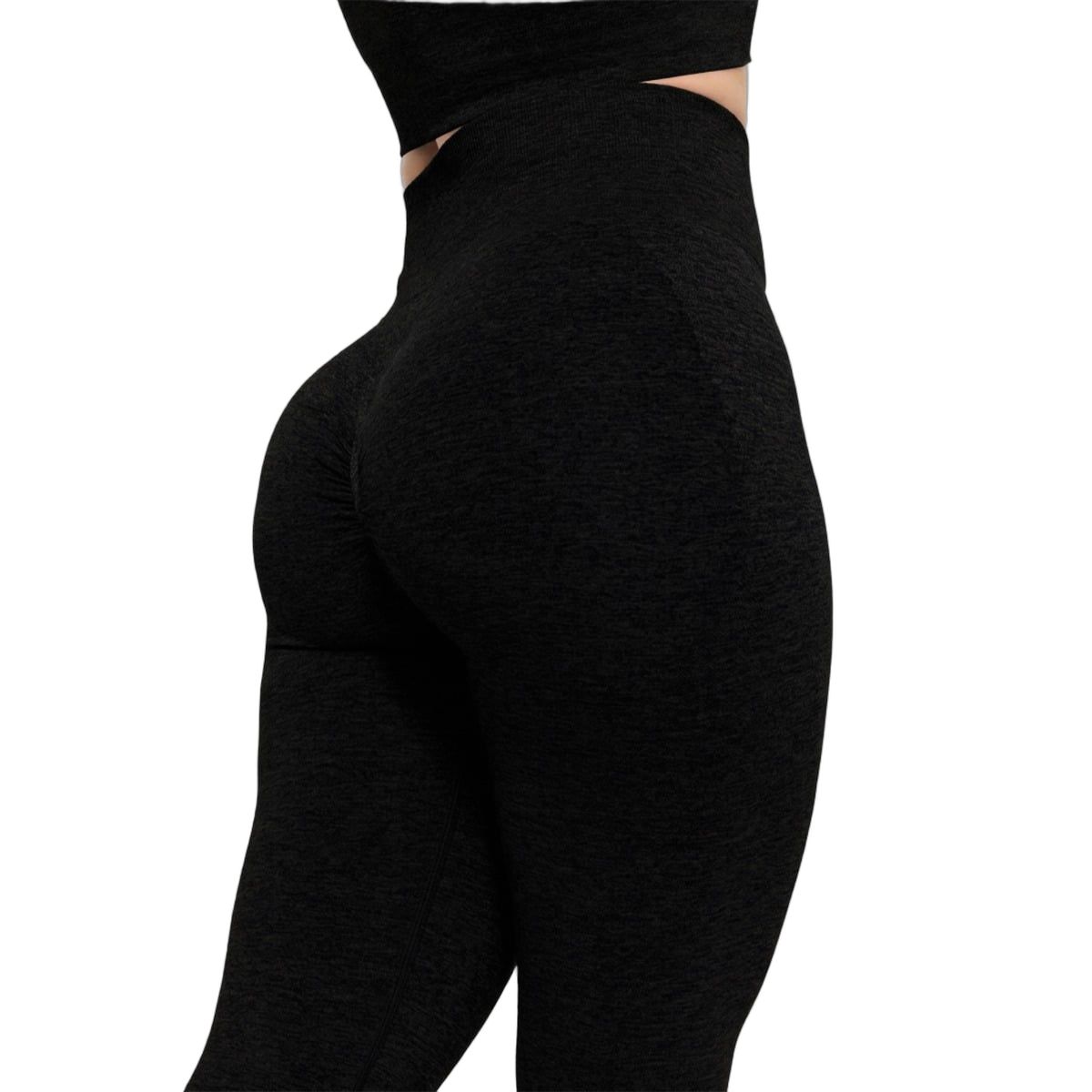 Rückansicht der Damen-Leggings in Graphit mit Scrunch-Butt-Detail.