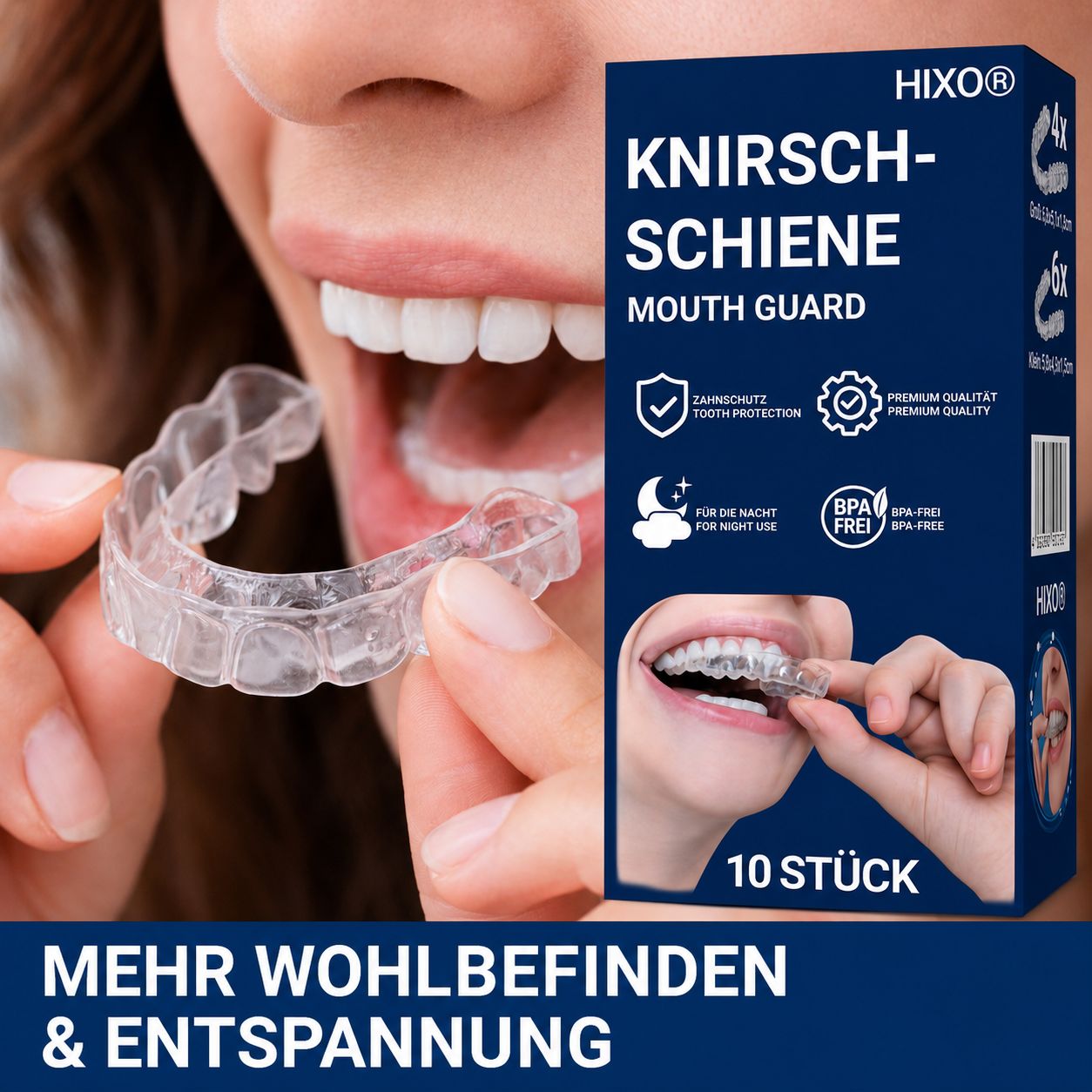 HIXO Knirscherschiene Aufbissschiene BPA-frei (Knirschschiene)