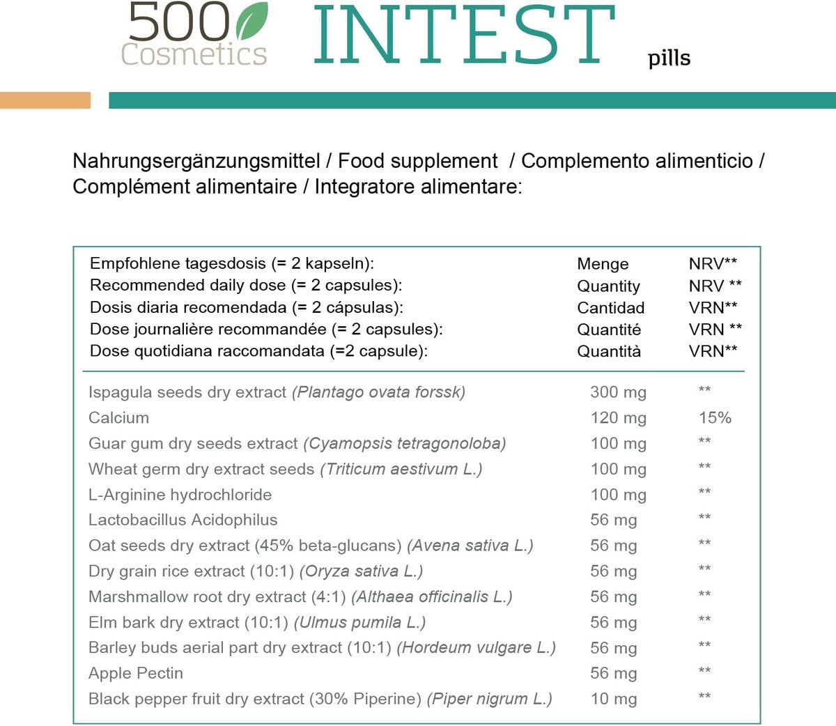 500Cosmetics Intest zur Vorbeugung und Vermeidung von Hämorrhoiden