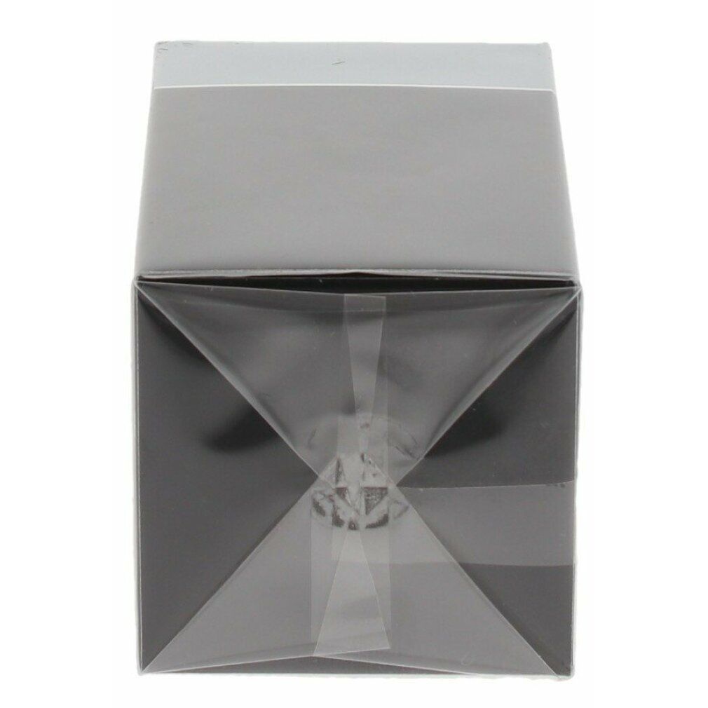 Draufsicht auf eine schwarze Schachtel mit transparentem Deckel. Die Schachtel hat eine rechteckige Form.