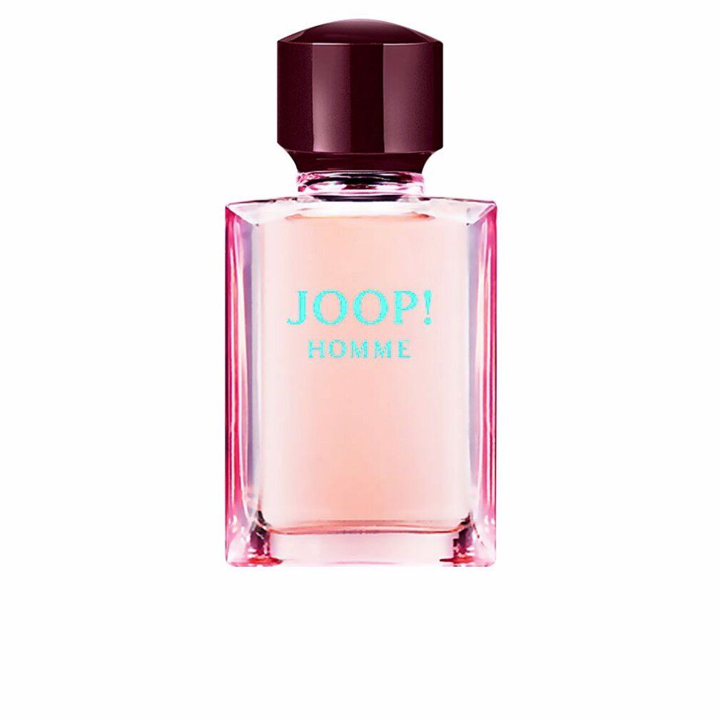 Joop! Homme Deodorant Spray. Rechteckige Flasche mit braunem Deckel. Schriftzug JOOP! HOMME in Türkis.