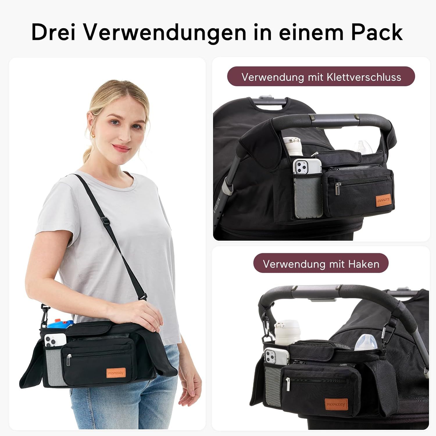 MOMCOZY Kinderwagen Organizer Universal mit Isolierten Getränkehalter Becherhalter
