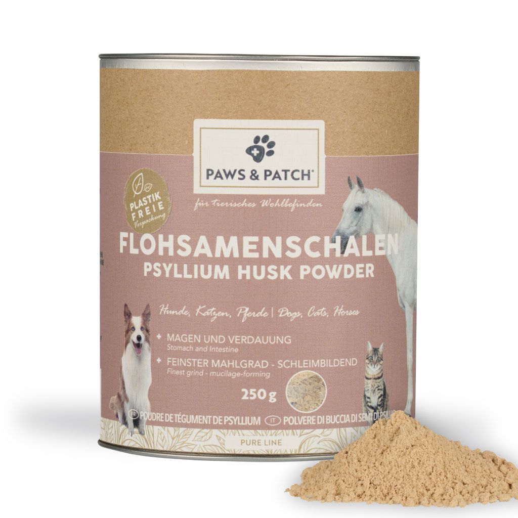 PAWS&PATCH FLOHSAMENSCHALEN PULVER 250g für Hunde, Katzen und Pferde