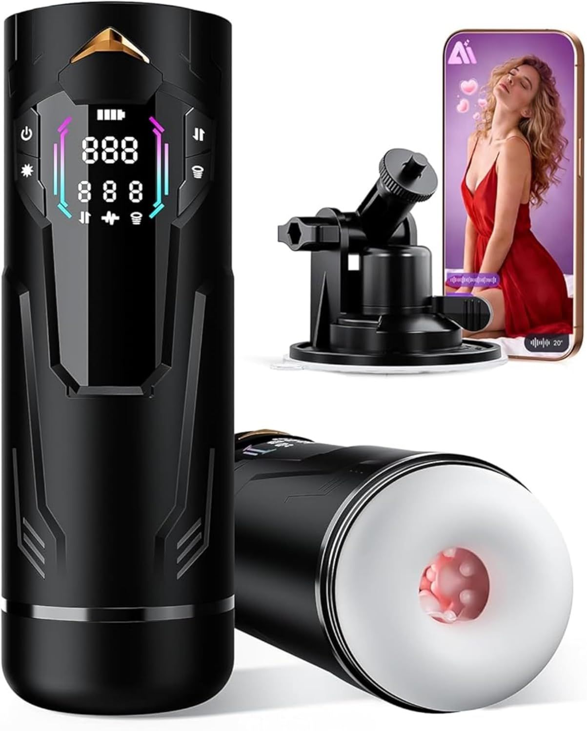 VIJISA Masturbator mit sieben Teleskop-, Saug- und Vibrationsmodi