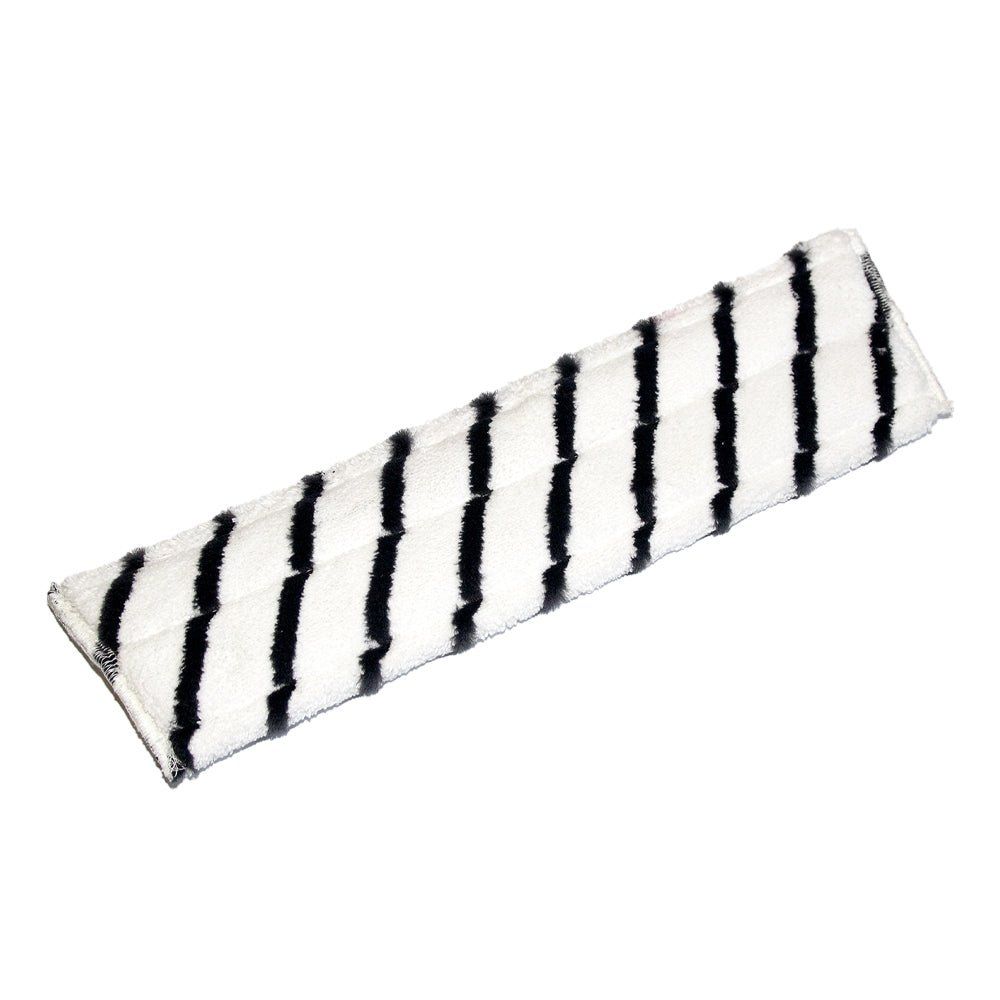 Weißer Wischbezug mit schwarzen Streifen.