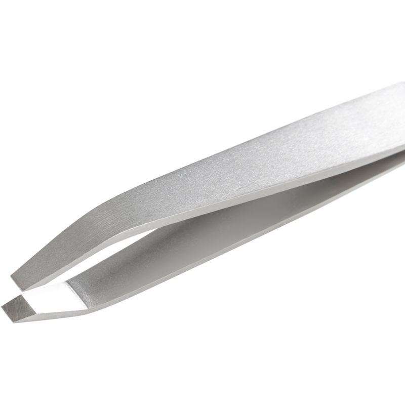 Edelstahlpinzette mit gerader, gekröpfter Spitze.