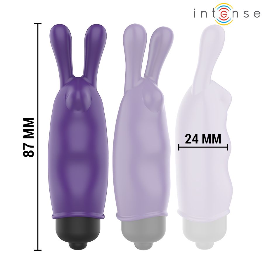 Drei Vibratoren. Lila Vibrator mit schwarzem Kopf. Maße: 87 mm hoch, 24 mm breit.