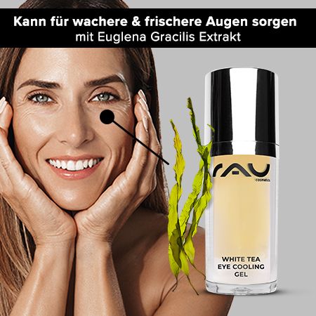 RAU Cosmetics White Tea Eye Cooling Gel - Zarte, kühlende Anti-Aging Pflege für die Augenpartie