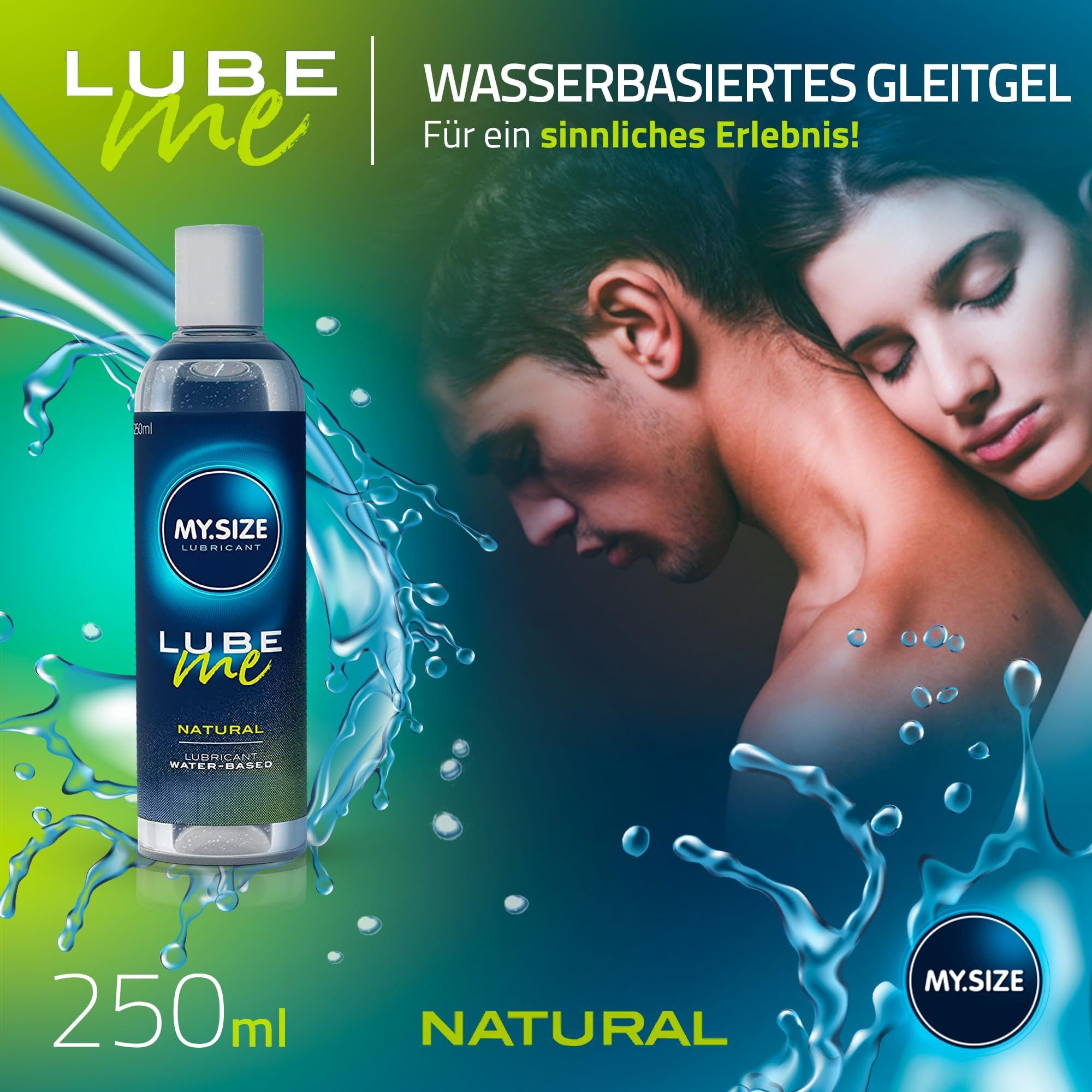MY.SIZE LUBE ME NATURAL Gleitmittel, 250ml Flasche, Wasserbasiert.