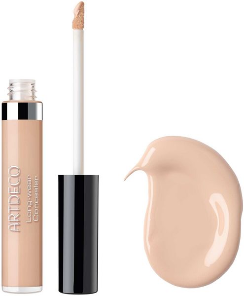 Artdeco Long-Wear Concealer, Tube, Applikator und Produktprobe. Marke und Name sichtbar.