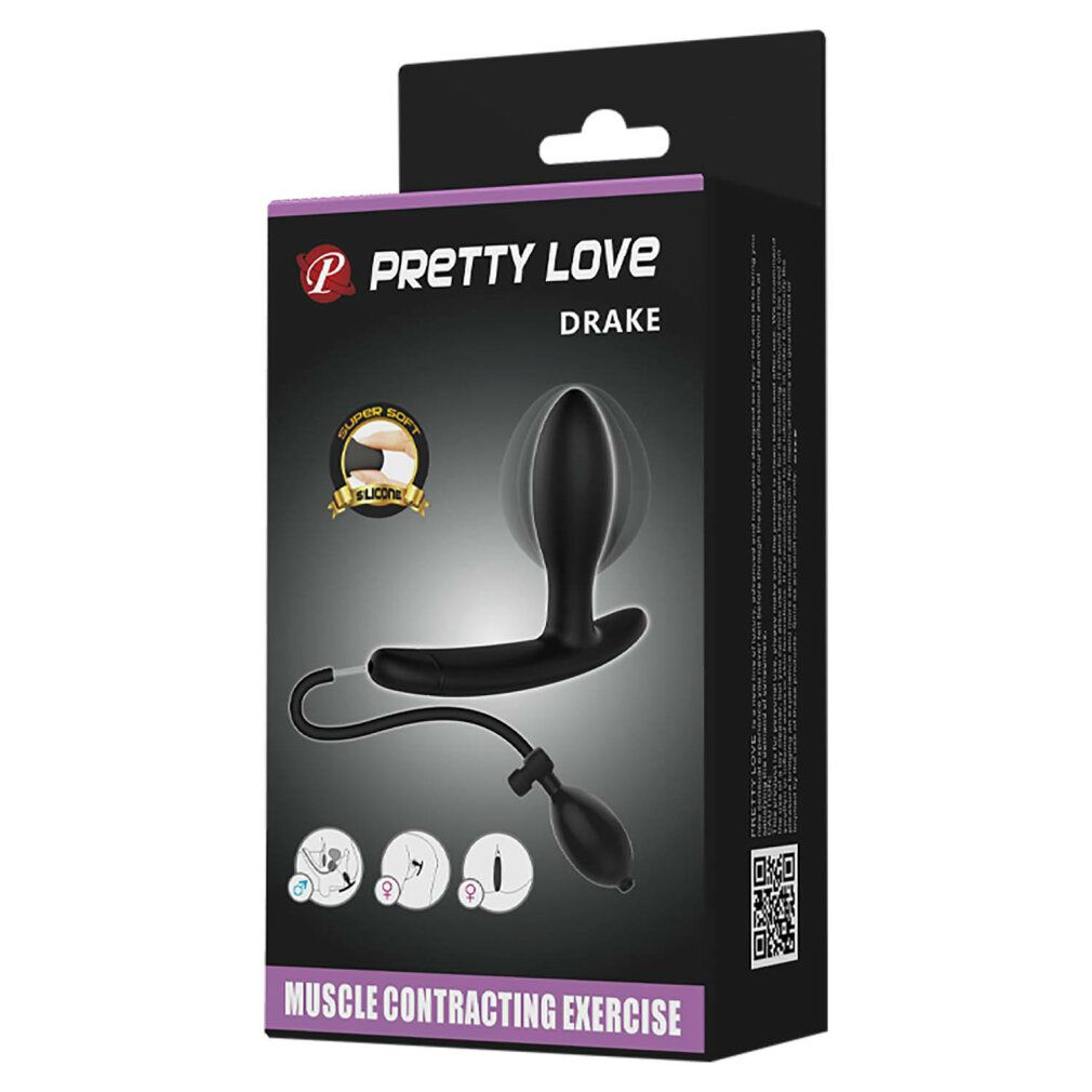 Verpackung mit Wellness-Produkt. Marke Pretty Love Drake. Produkt und Pumpe abgebildet. Text: Muscle Contracting Exercise.