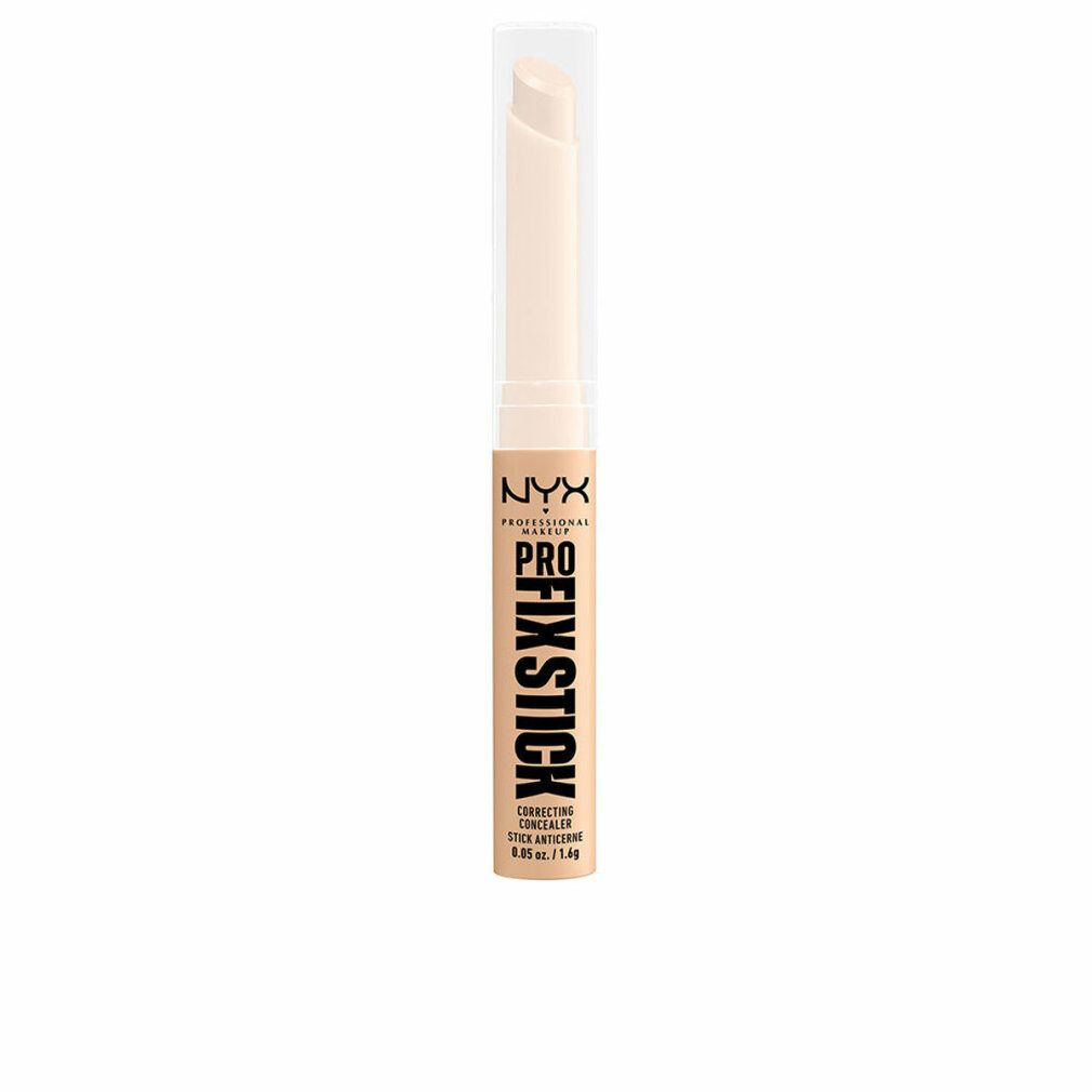 NYX Pro Fix Stick Corrector. Beige Stift mit transparentem Deckel. Produktname und Details in Schwarz aufgedruckt.