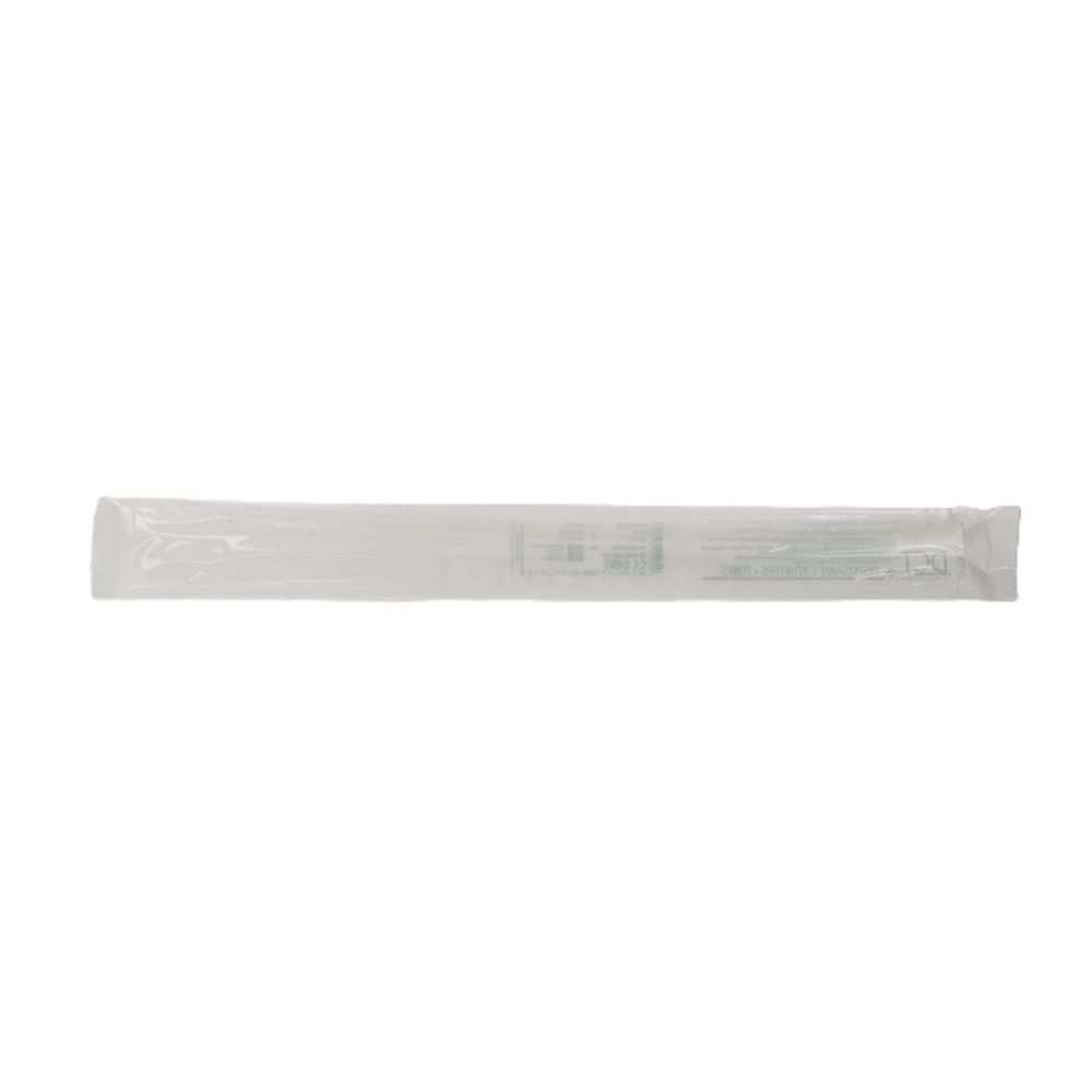 DCT Tiemann-Katheter CH 12 in steriler Verpackung. Transparente, längliche Verpackung.
