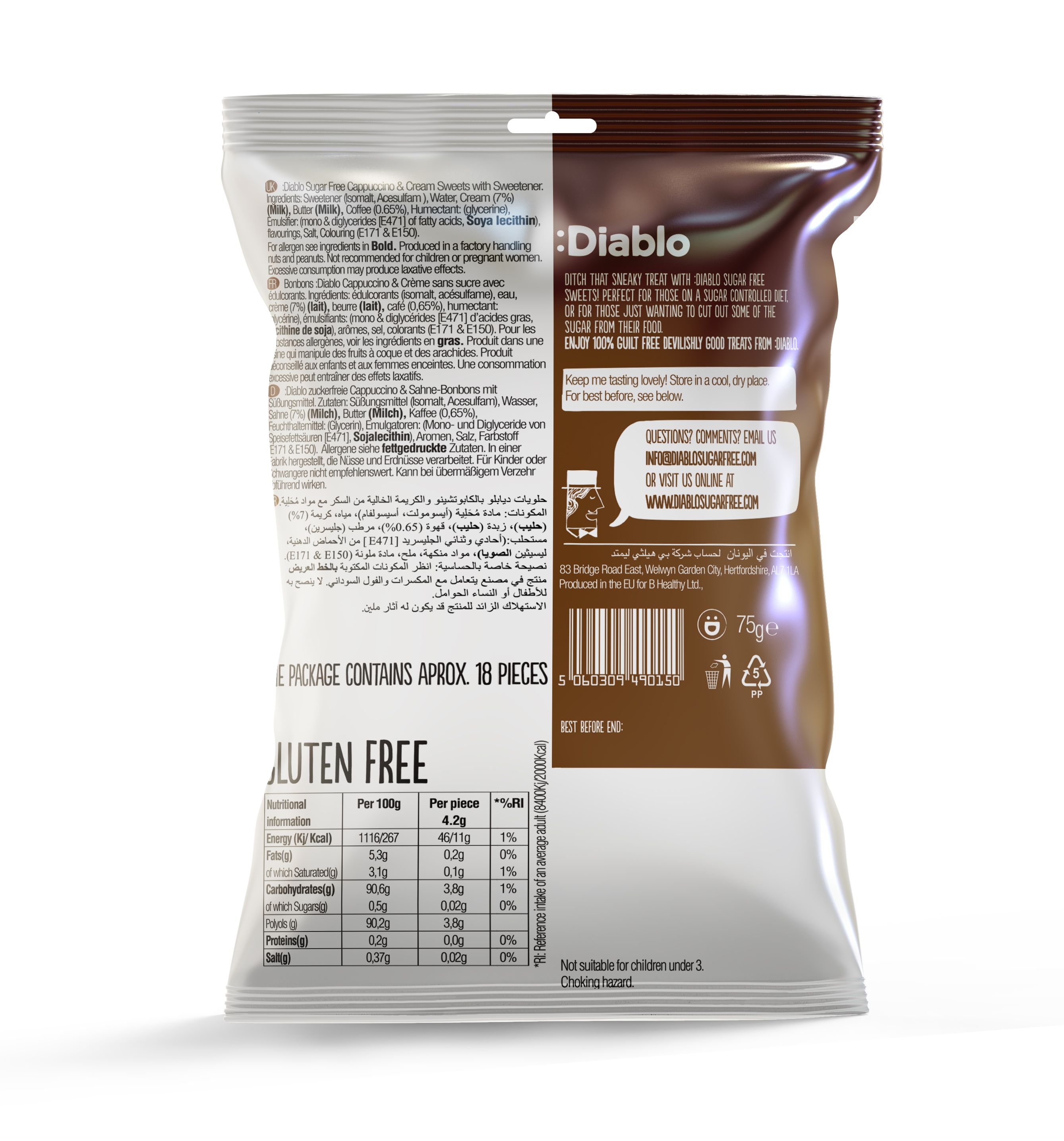 :Diablo Sugar Free Cappuccino&Cream Sweets
