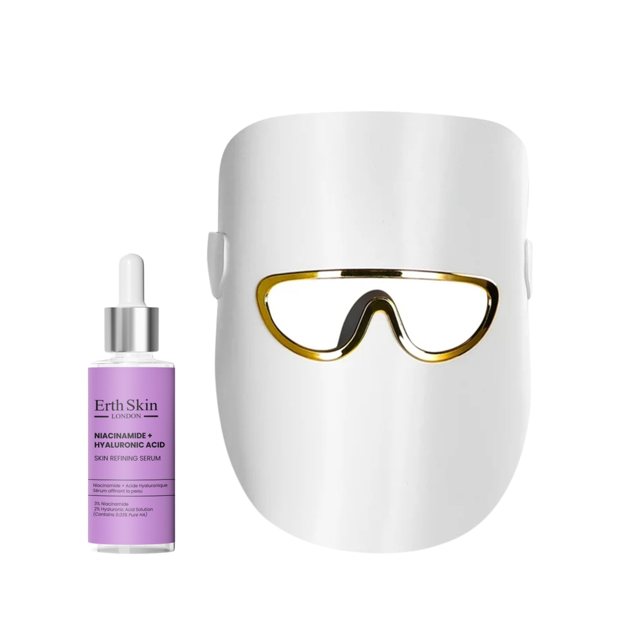 ErthSkin London LED Maske Weiß Duo Niacinamid Hyaluron