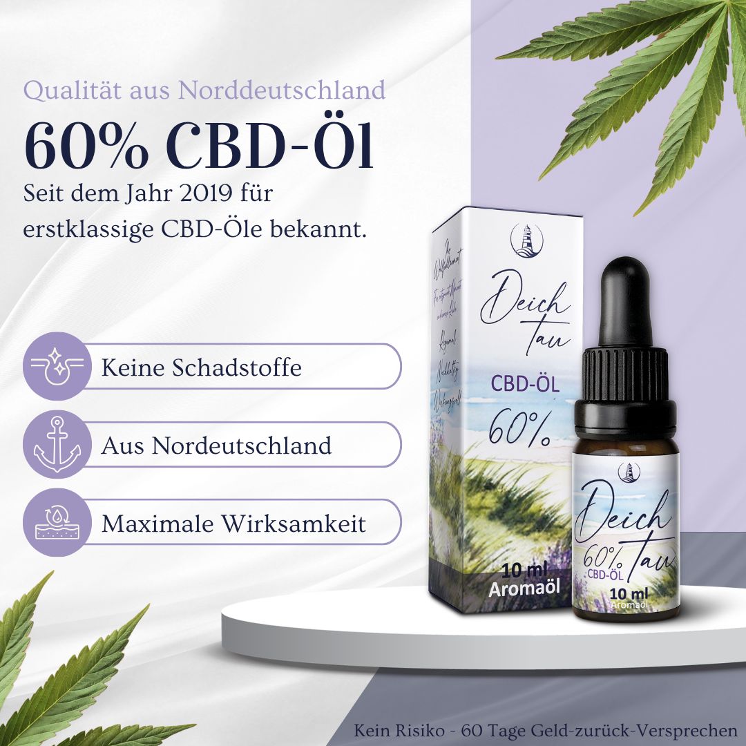 Deichtau 60% CBD Öl aus Norddeutschland. Keine Schadstoffe, maximale Wirksamkeit.