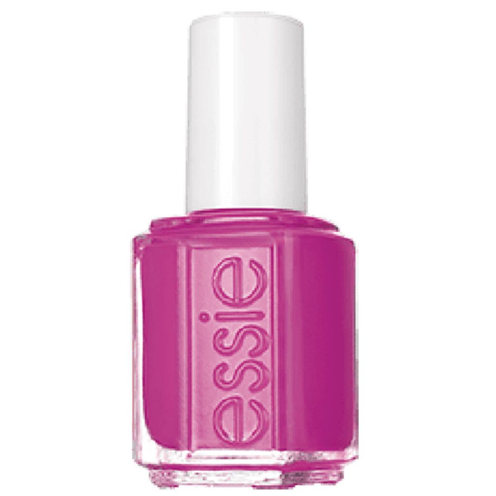 Essie Nagellack, pinkfarbenes Glas mit weißem Deckel. Essie-Logo auf der Vorderseite.