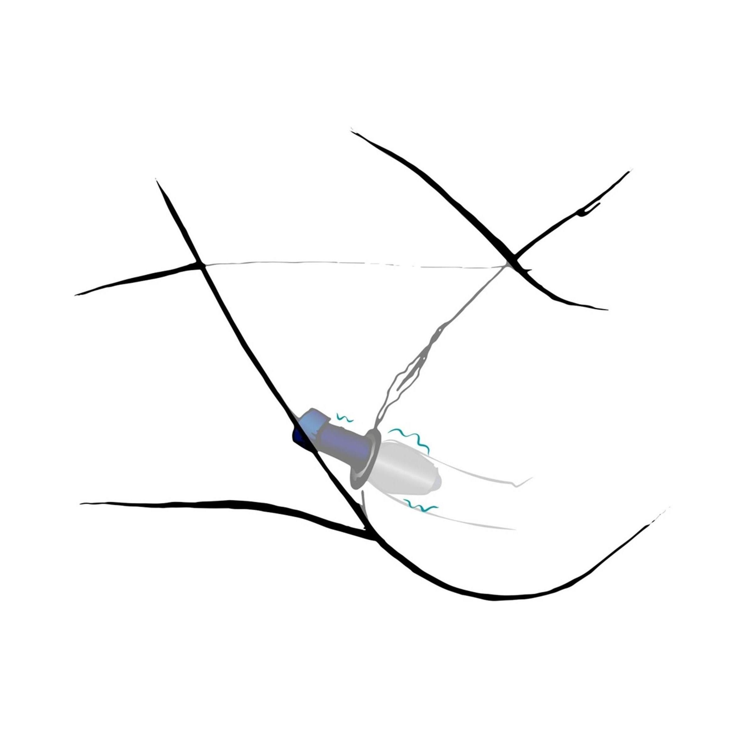 Schematische Darstellung eines schwarzen und blauen Plug. Mit blauen Linien und Flüssigkeit.