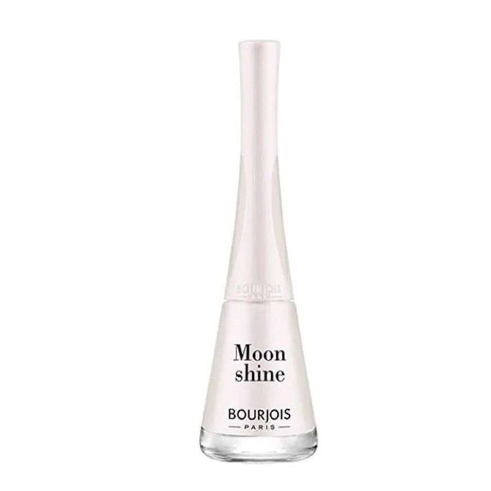Nagellackflasche, weiß-silberfarben. Aufschrift: Moon shine, Bourjois Paris.