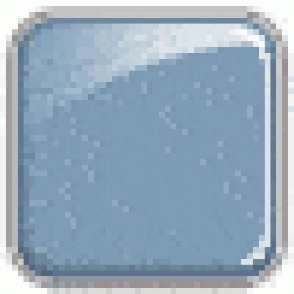 Quadratische, blaue Farbprobe mit glänzender Oberfläche. Umrandung in Grau.