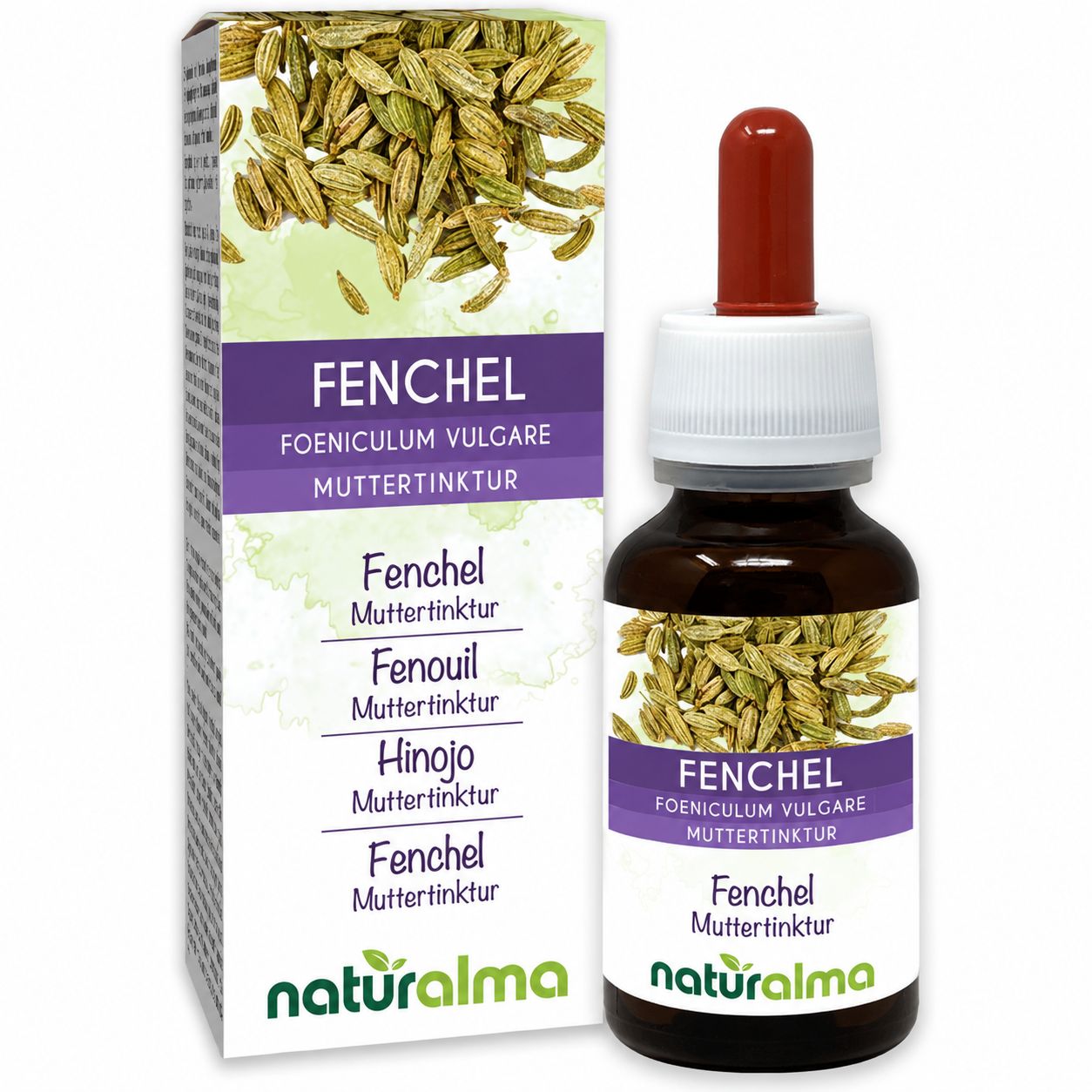 Naturalma Fenchel Muttertinktur Flasche und Schachtel.
