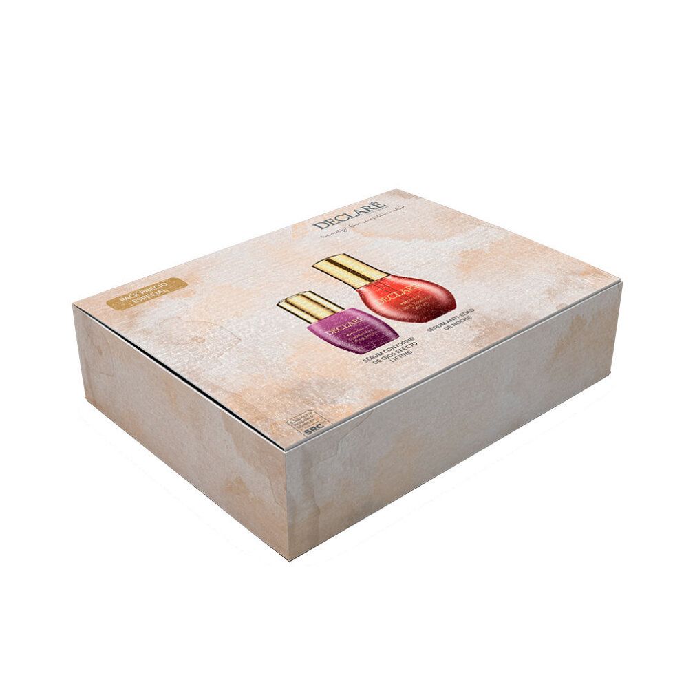 Geschenkbox mit zwei Flakons. Aufdruck mit Produktabbildungen und Schriftzug DECLARE.