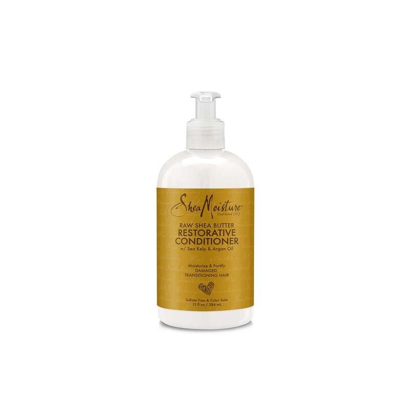 Flasche mit Spenderpumpe, Shea Moisture Raw Shea Butter Restorative Conditioner.