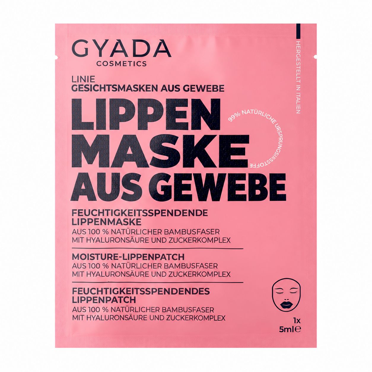 Verpackung einer feuchtigkeitsspendenden Lippenmaske aus Bambusfaser