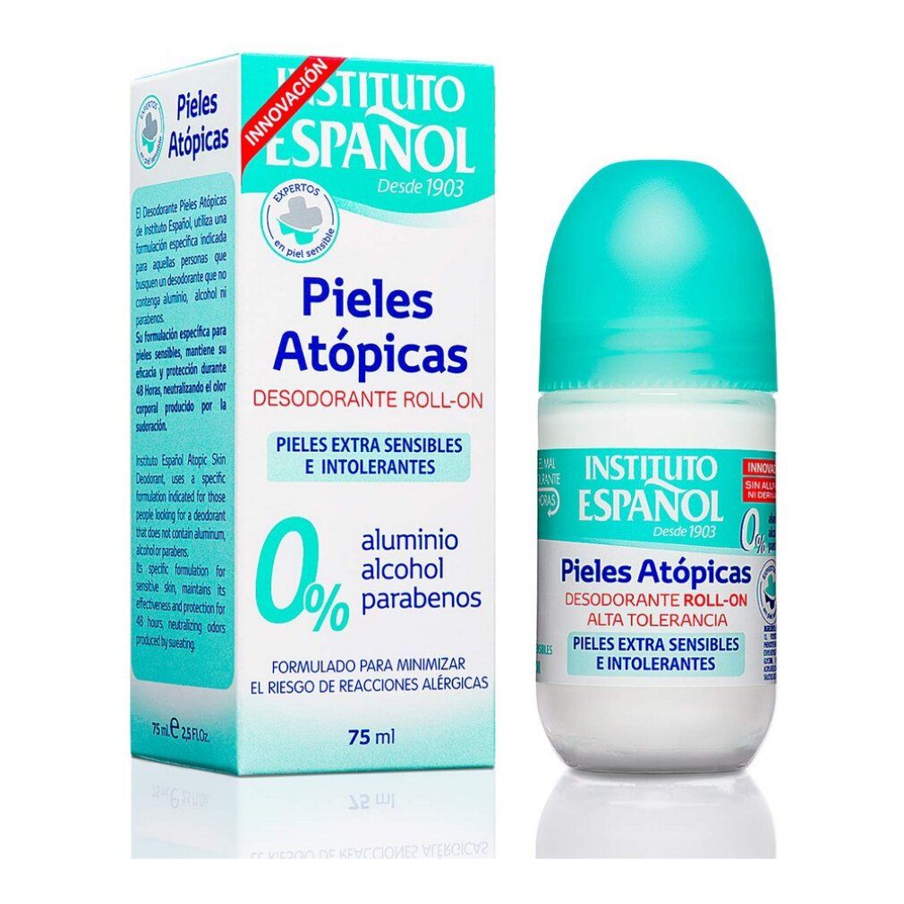 Roll-on Deodorant für atopische Haut, 75ml. Aluminium-, Alkohol- und Parabenfrei. Hypoallergen.