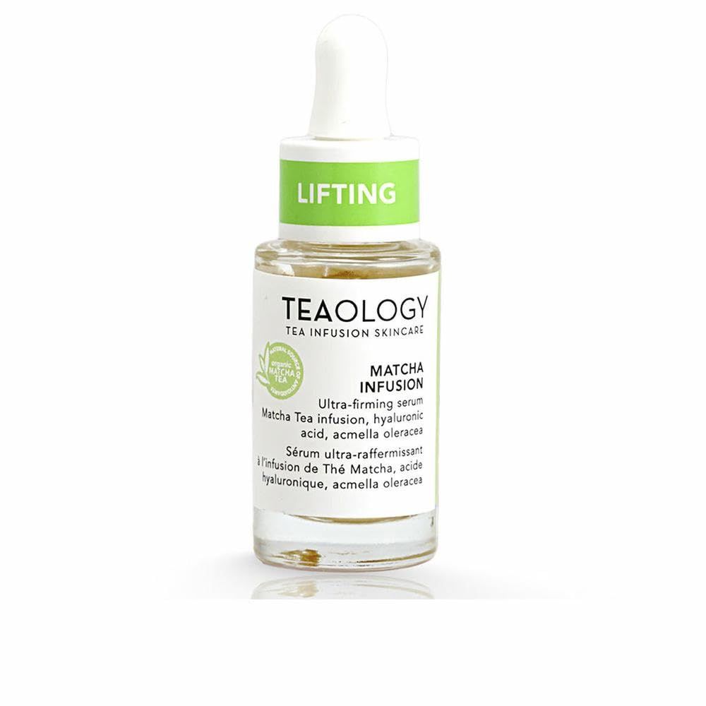 Glasflasche mit Serum. Grüner Deckel mit Aufschrift "Lifting". Etikett mit Produktnamen und Inhaltsstoffen.