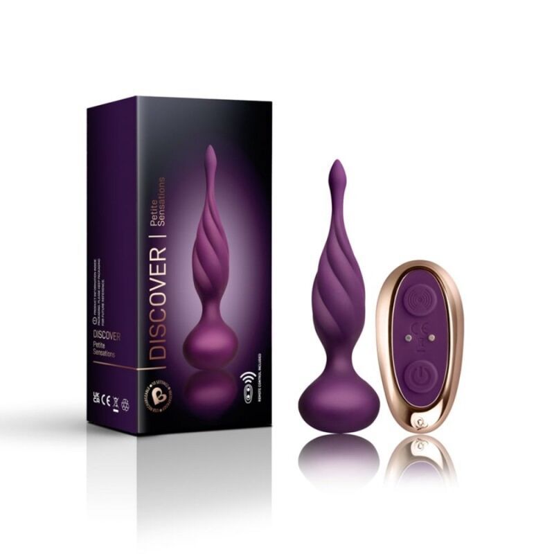 Lila Anal Stimulator mit gerilltem Design und breiter Basis, isoliert auf weißem Hintergrund.