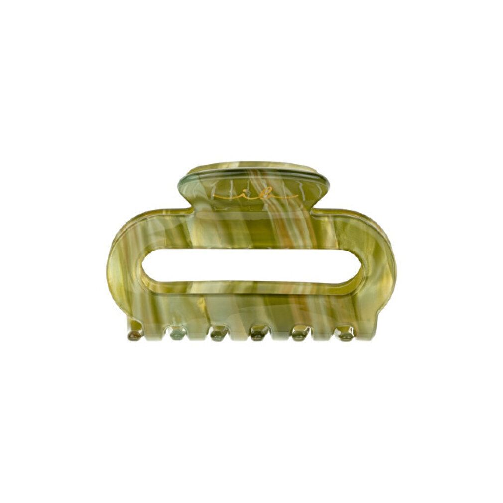 Haarclip Evergreen m. Grün-transparente Form mit Zähnen. Ohne Verpackung.