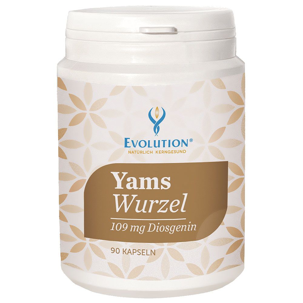 Weiße Dose mit Yams Wurzel Kapseln, 109 mg Diosgenin, 90 Kapseln.