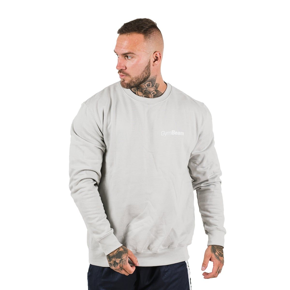 Herren Pullover PRO in Moon Grey mit lockerem Schnitt und dezentem GymBeam Logo auf der Brust.
