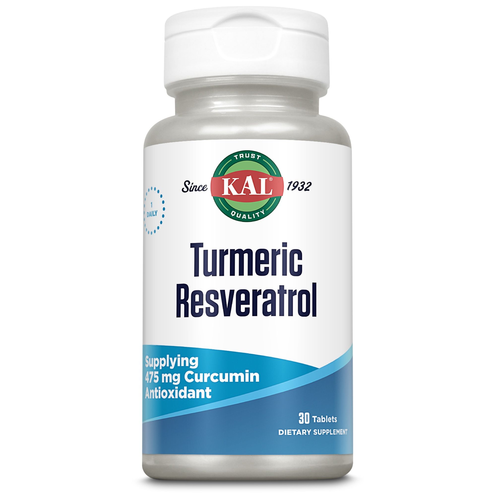 Solaray Turmeric Resveratrol Flasche. Text: 30 Tabletten, 475 mg Curcumin Antioxidans. Dietary Supplement.