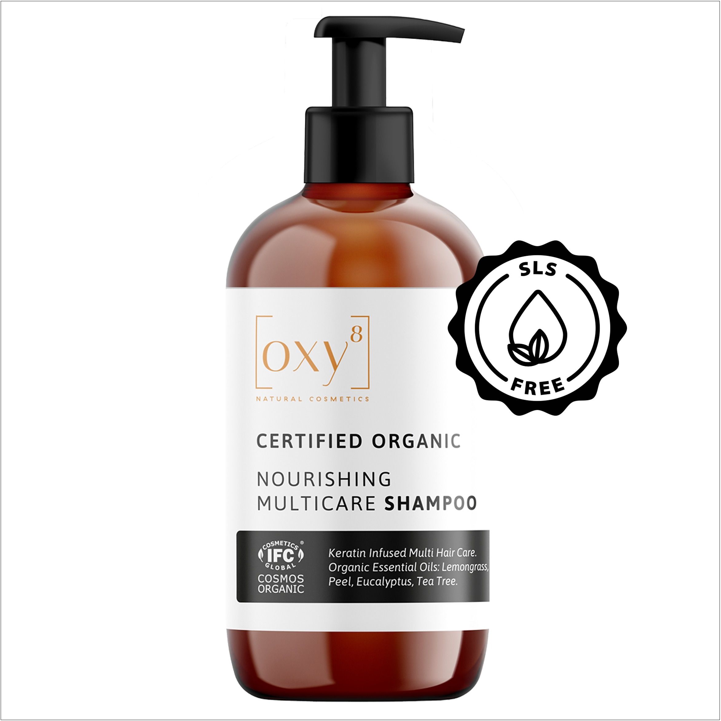oxy8 Naturkosmetik NOURISHING MULTICARE SHAMPOO - Glänzendes Haar. Gegen Spliss und Schuppen.