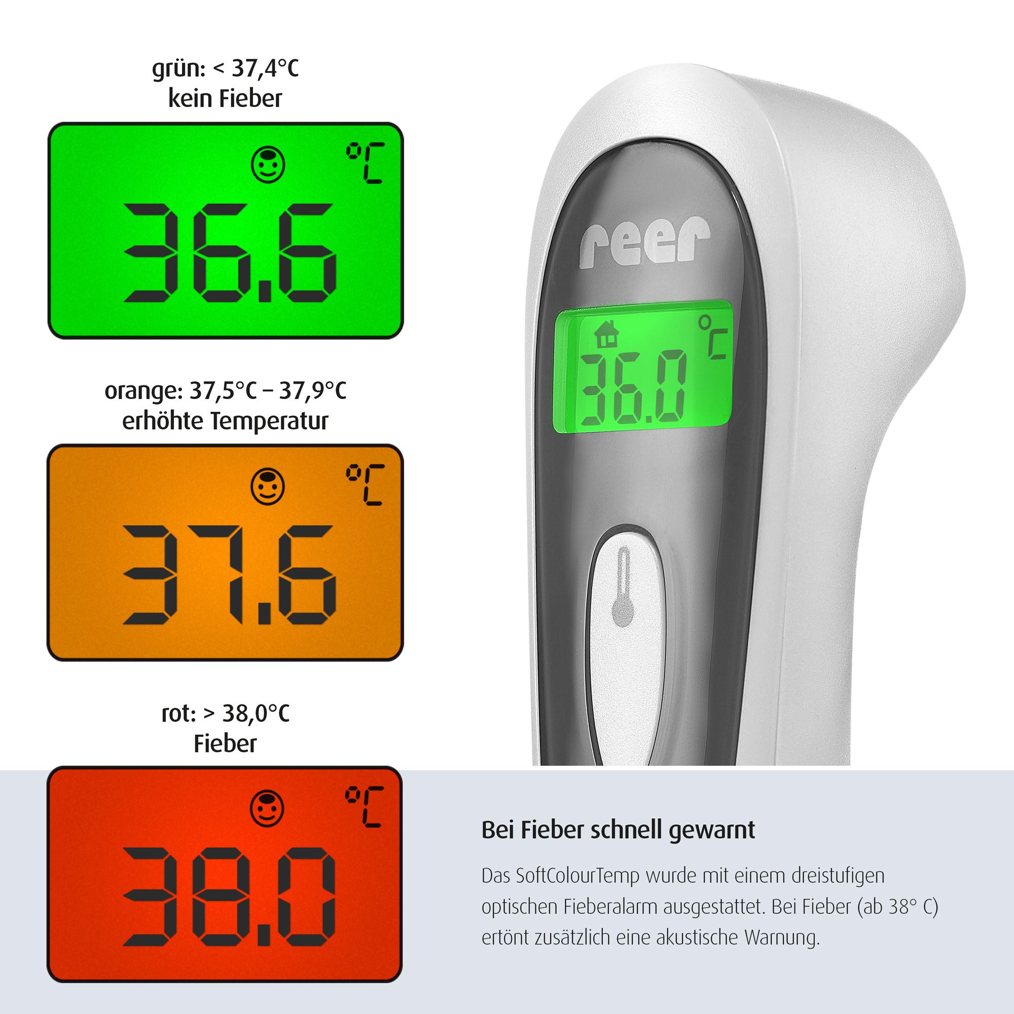 reer Colour SoftTemp 3in1 kontaktloses Infrarot-Thermometer