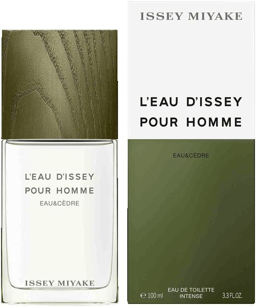 Flakon und Verpackung. Aufschrift: L'Eau d'Issey Pour Homme Eau&Cèdre, Issey Miyake. 100 ml.