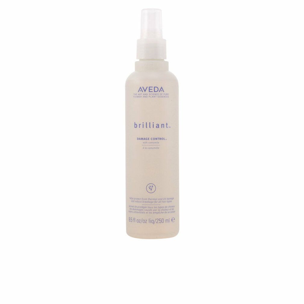 Aveda Brilliant Damage Control. Flasche mit Sprühkopf. Text: Aveda, brilliant, Damage Control. 250 ml.