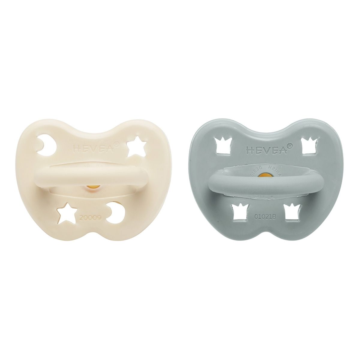 Hevea Schnuller rund ab 3 Monate 2er-Pack Milky White + Gorgeous Grey