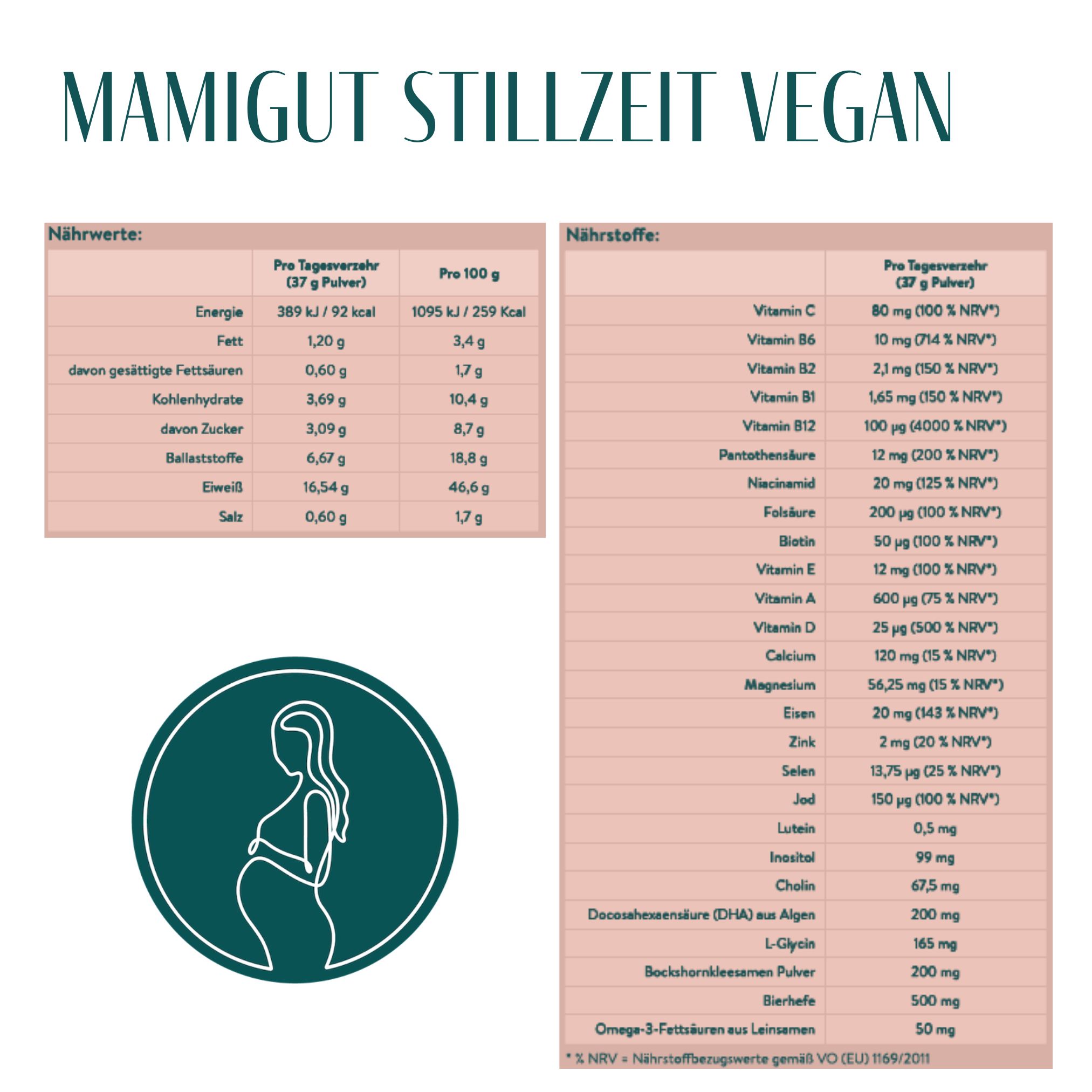 MamiGut Stillzeit Vegan Monatspaket + Shaker, Schoko