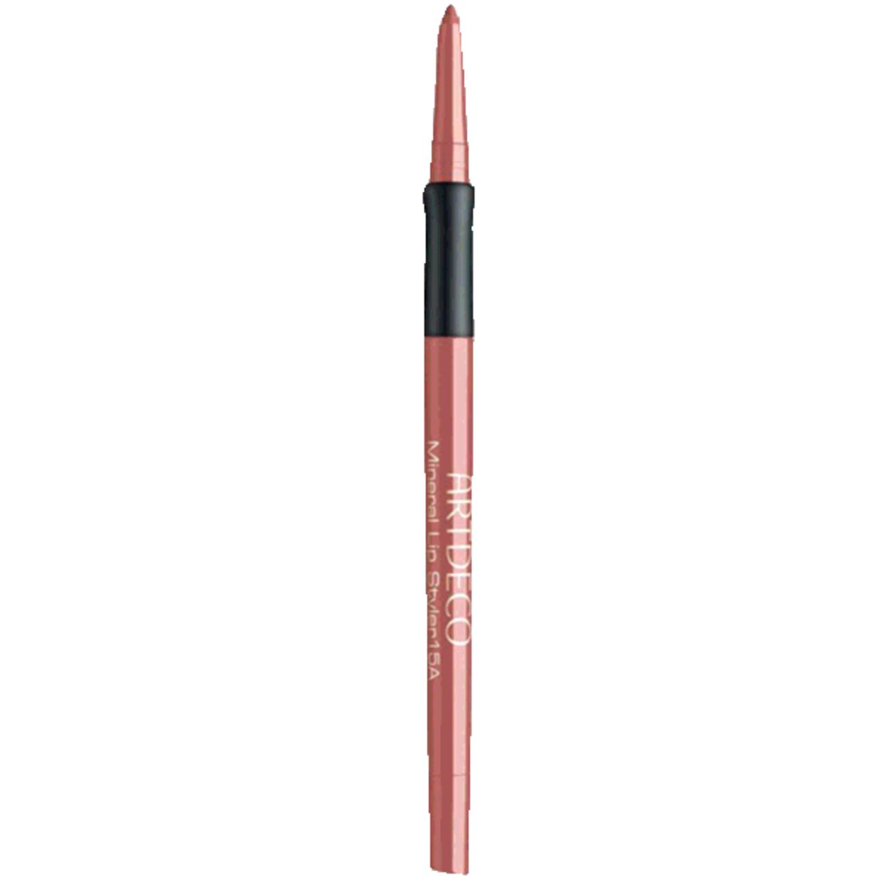 Artdeco Mineral Lip Styler. Rosa Lipliner-Stift mit schwarzem Mittelteil. Spitze nach oben gerichtet.