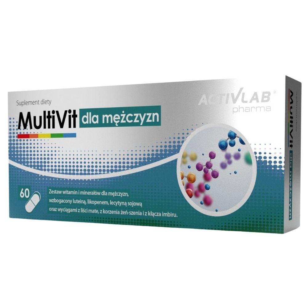 Packung Activlab Multivitamin für Männer mit 60 Kapseln. Enthält Vitamine, Mineralien und Pflanzenextrakte.