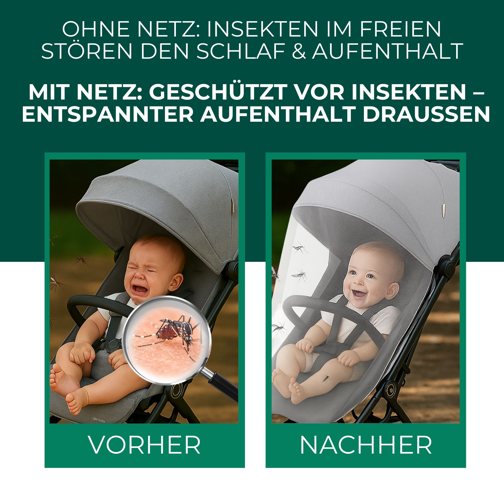 SILBERKRAFT Kinderwagen & Buggy Mückennetz