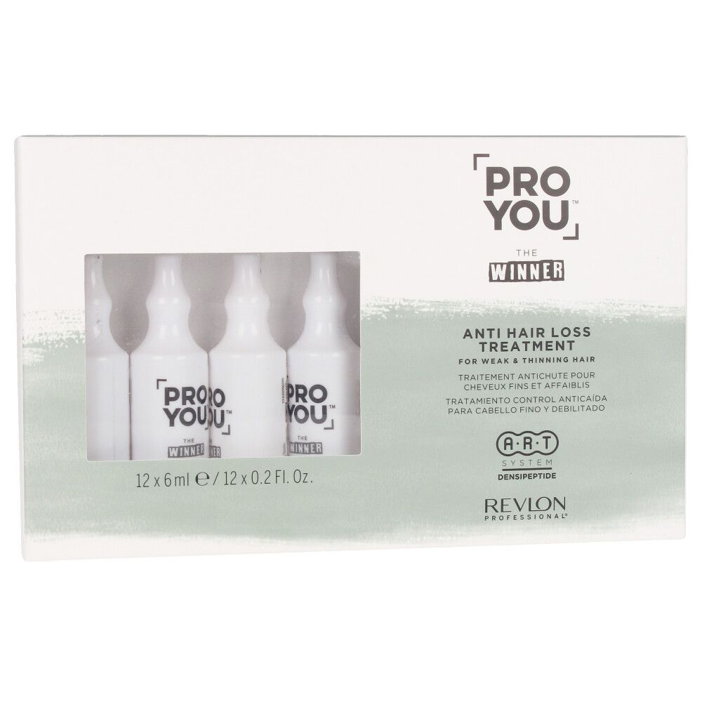 Verpackung mit Ampullen. Aufschrift: Pro You The Winner Anti Hair Loss Treatment. 12x6ml.